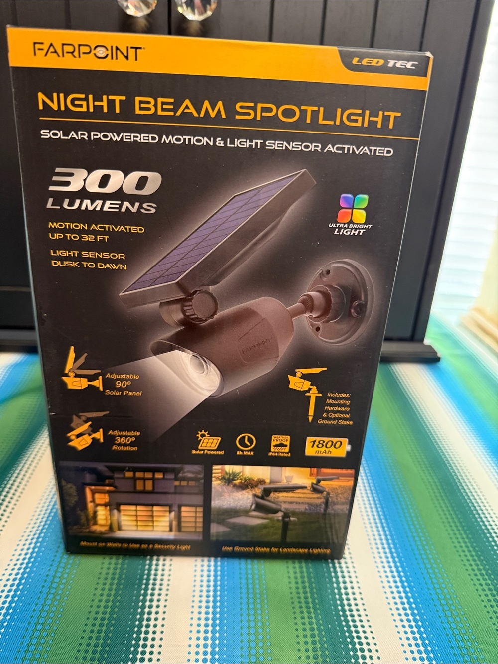 Night Beam Solar Spotlight - Black